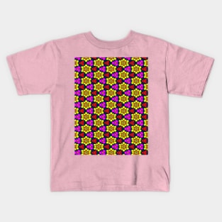 Yellow and Pink Flower Pattern Kids T-Shirt